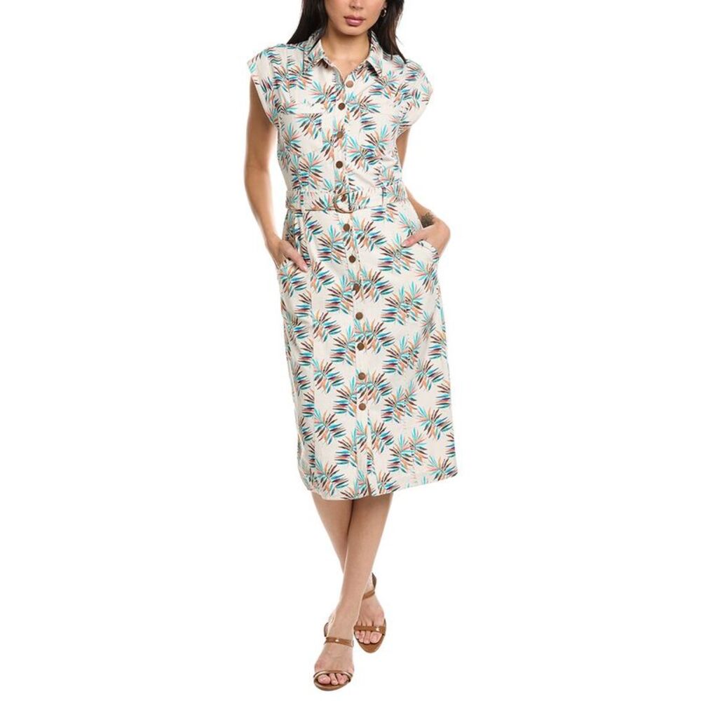 Allison Womens  Avril Belted Shirtdress, Beige